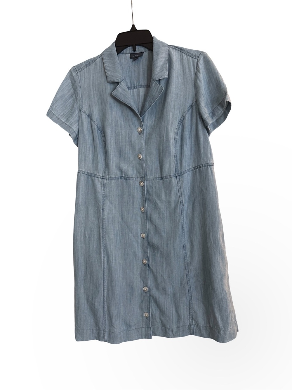 J. Jill Light Wash Chambray Blue Denim Button-Front Short Sleeve Dress